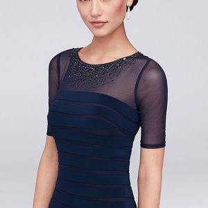 Paneled Illusion Mermaid Dress with Beaded Trim